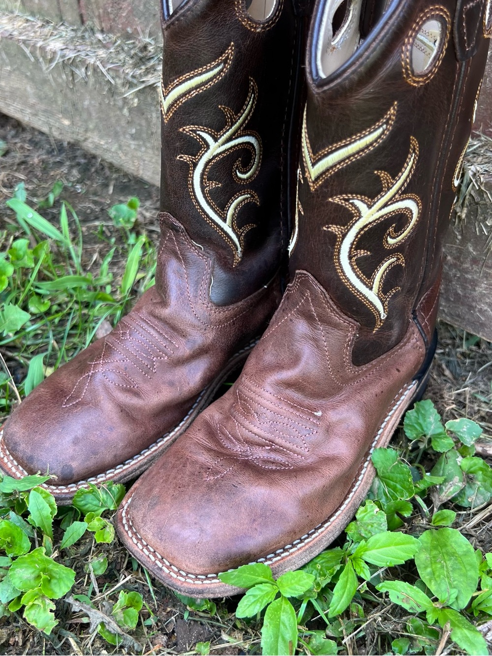Kids Cowboy Brown Leather Boots